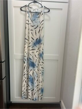 Connection 18 White Maxi Dress with Blue and Black Print